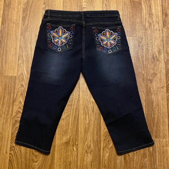 Coogi Denim Jeans Capris Cropped Colorful Embroidered Pockets‎ Wmns Size 17/18 - Picture 2 of 7